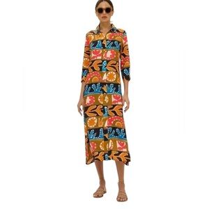 Oliphant Midi Shirt Dress in Canyon Red